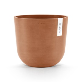 Ecopots Oslo Durable Indoor/Outdoor Modern Recycled Plastic Flower Pot Planter - Terracotta Finish - 9.8" D x 8.6" H