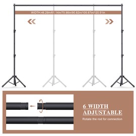 Backdrop Stand 10x7.5ft (WxH), Photo Backdrop Stand for Parties, Heavy Duty Background Stand Kit with 6 Clamps and 2 Sandbags