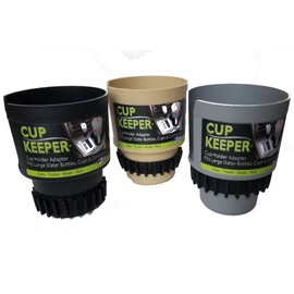 Cup Keeper Plus-2 PK W/Beverage Bands Car Cup Holder Adapter Expands to Hold Larger Beverage Containers up to 3.7" Diameter/Fits 32 oz Flasks & Water Bottles Gray