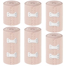 Pack of 6 Elastic Bandages, Compression Bandages Elastic Bandage with Metal Clips, Elastic Bandage, Compression Bandages, Stretched, Breathable, Elastic for Ankle Support, Arm, Leg