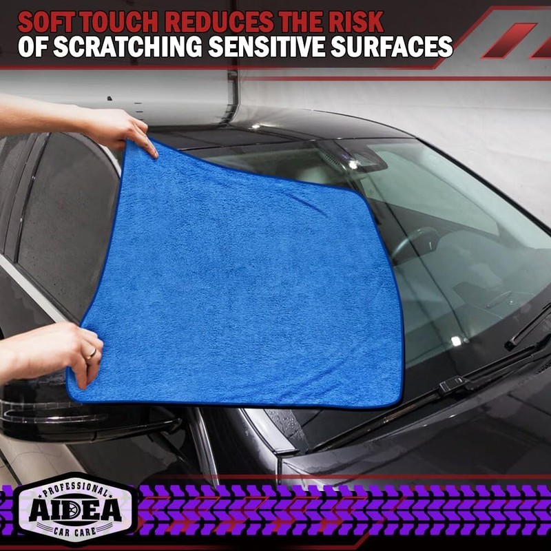 AIDEA Microfiber Towels for Cars-4PK, Large Professional Car Drying Towel,