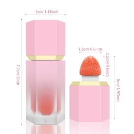 BEFIVECOK Liquid Blush for Cheeks, Soft Cream Blush with Cushion Applicator, Dewy Finish Matte Velvet Texture, High-Pigmented Blendable, Long-Wearing Rubor Makeup | #06 CHEERY-Peachy Pink