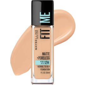 Maybelline Fit Me Matte + Poreless Liquid Oil-Free Foundation Makeup, True Beige, 1 Count (Packaging May Vary)