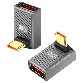 GELRHONR 90 Degree USB C to USB Adapter, Up Down Angle USB 3.1 Type c Male to USB Female Adapter OTG Converter 10Gbps 120W/6A Fast Charging,Thunderbolt 3 to USB Female Connector-2Pack (Style 3)
