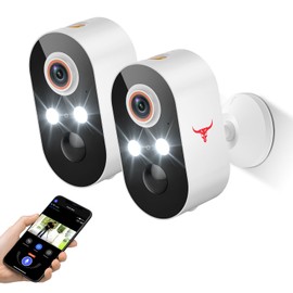 HubFlashy 1080P Outdoor Security Camera Wireless with 2-Way Talk, Battery Powered, Color Night Vision, Suitable for Home Security Indoor/Outdoor, Cloud Storage, Smart AI Motion Detection (2 Pack)