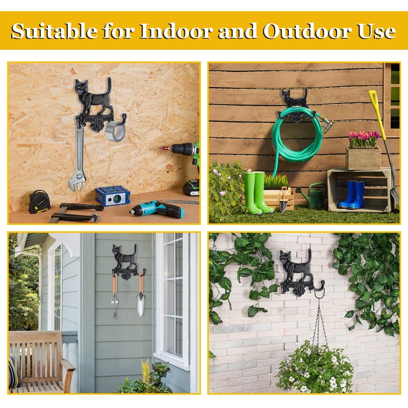 OwnMy Cast Iron Cat Key Holder Decorative Wall Coat Hooks