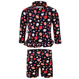 Jan & Jul Long Sleeve Toddler Rash Guard Set for Girls (3T, Strawberry)