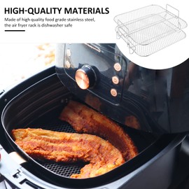 2 Layer Air Fryer Rack - Stainless Steel Grill Dehydrator Rack for Kitchen Cooking for 7.5L-8L Air Fryer