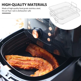 2 Layer Air Fryer Rack - Stainless Steel Grill Dehydrator Rack for Kitchen Cooking for 7.5L-8L Air Fryer