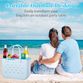 HYUVCX Beach Bag Topper Tray, EVA Bag Accessories for Instant Desktop Conversion, Fit 19in x 9in x 14in beach bag, Divider Organizer for Women Girls, for Travel Camping Beach (Blue)