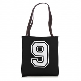 9 Number Nine Team Sports Graphic Design Matching Varsity Tote Bag