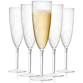 HyHousing 6 Oz Clear Plastic Champagne Glasses 16 Pack, Hard Disposable Plastic Champagne Flute Ideal for Home Daily Life Party Wedding Toasting Drinking Champagnes,New Years Eve Party Supplies