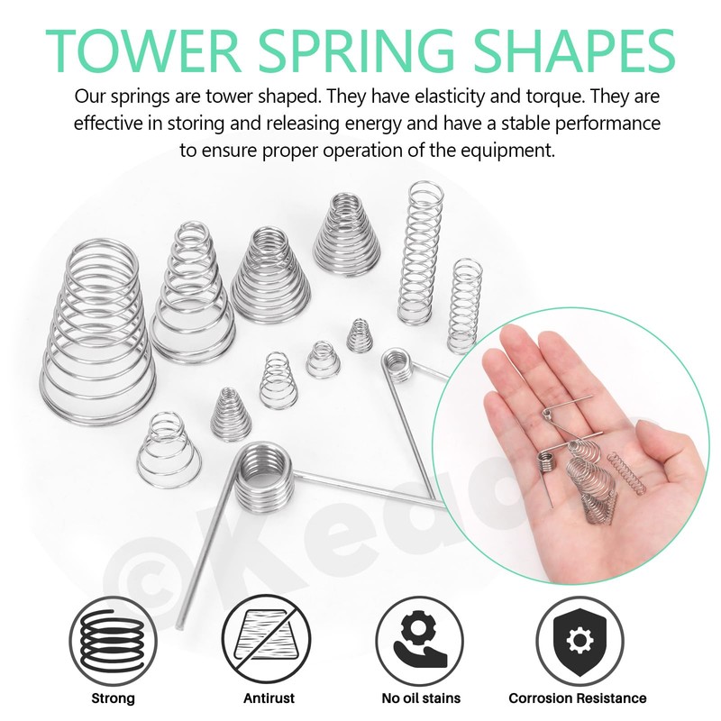 Keadic 123 Pce Conical Spring Compressed Spring Assorted Set, 304