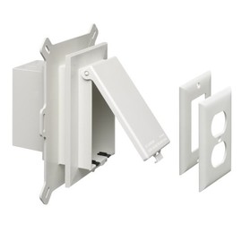 Arlington DBVS1W-1 Low Profile IN BOX Recessed Outlet Box Wall Plate Kit for New Vinyl Siding Construction, Vertical, 1-Gang, White