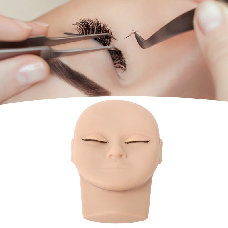 Lash Mannequin Head Reusable Soft Touch Rubber Replaced Eyelids Mannequin