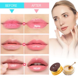 Bee Balm Lip Balm Honey Pot, 4 Pack Honey & Strawberry Lip Mask Propolis Moisturizing Hydrating Prevention Dry and Cracked Lip Scrubs Exfoliator