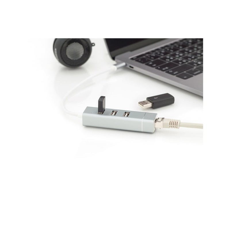 Digitus DA-70253 USB 2.0 100Mbit/s Aluminium interface hub - Digitus