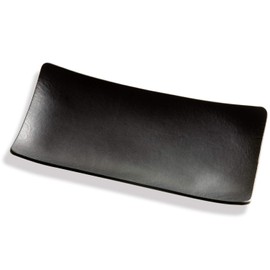 atelierCODEL Leather Tray, Trinket Box, Artistic Curve Artisan Shapes from a Single Piece of Leather, Genuine Leather, Accessory Tray, Cash Tray, Large (Black (Rectangle))