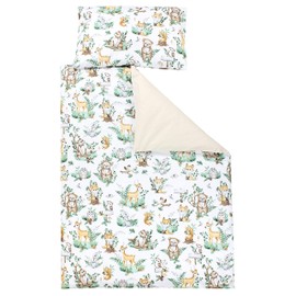 TupTam Children's Bed Linen Patterned 2-Piece Reversible Bed Linen, Colour: Animals with Leaves, Size: 135 x 100 cm