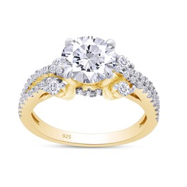 SAVEARTH DIAMONDS Round Cut Sparkling White Cubic Zirconia Infinity Split Shank Engagement Ring In 14k Yellow Gold Over Sterling Silver Jewelry Gifts For Women Wedding Birthday Ring Size-6
