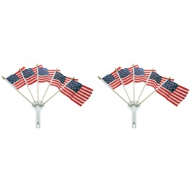 GCC Polished Stainless Steel License Plate 5 Post Parade USA American Flag Holder Pr