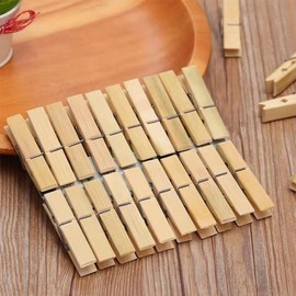 Pmnzdy Pack of 60 Wooden Clothes Pegs Made of Bamboo Wooden Clothes Pegs Sustainable Untreated Clips Wooden Clip for Crafts Projects Photo Hanging and Laundry Hanging 6 cm