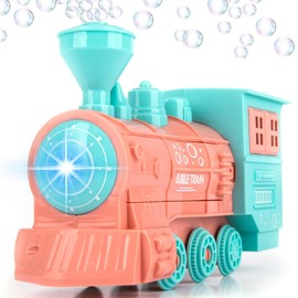 ArtCreativity Bubble Blowing Toy Train with Lights, Includes 2 Bottles Bubble Solution, Friction Powered LED Toy Train for Boys & Girls, Bubble Blower Machine Outdoor Activity, Birthday Gift for Kids