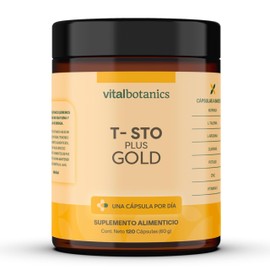 T-STO PLUS GOLD Suplemento a base de Vitamina D, Potasio, Zinc, L-Arginina, L-Taurina, Guaraná y Moringa Con 120 capsulas de 500mg. Multivitaminico hombre. Vitaminas para Hombre. Suplementos Alimenticios Libres de Gluten y Apto Keto | VITALBOTANICS