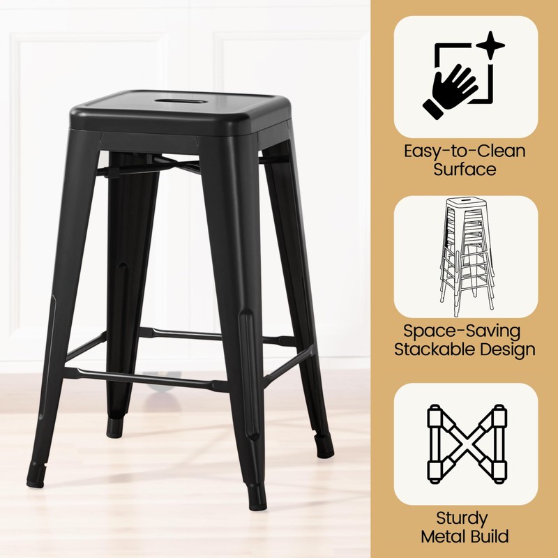 Yaheetech 24 Inch Metal Barstools Set of 4, Counter Height