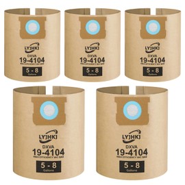 5 Pack DXVA19-4104 Vacuum Bags for DEWALT 5 to 8 Gallon Wet/Dry Vacuum, Disposable Shop Vac Bags, Dust Collection Bag Replacement