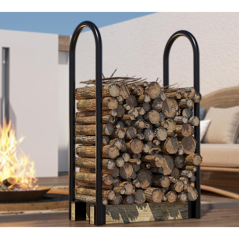 Fire Beauty Adjustable Firewood Holder Rack,Heavy-Duty Log Stand,Compatible with 2x4