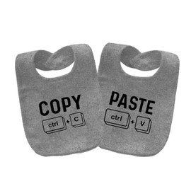 QIANWANYI Baby Twins Bibs Copy Paste Newborn Baby Bibs Cute Unisex Bibs Set Toddler Baby Boy Girl Bibs(grey paste)