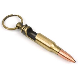 Retro Military Bullet Bottle Opener, .308 Winchester Design, Brass Keyring, 8 cm