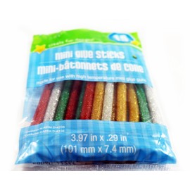 Crafters Square Mini Glue Sticks - Glitter - Red, Green, Gold, Silver - 15 sticks in package