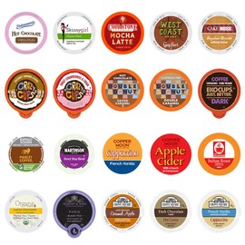 Custom Variety Pack Coffee, Tea, and Hot Chocolate Holiday Winter Sampler - Single Serve Pods for Keurig K-Cup Machines, 20 Assorted Flavors Party Mix