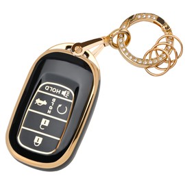 for Honda Key fob Cover - Soft TPU Car Key Case Protector Fit for 2022 2023 2024 Honda Accord Civic HR-V CR-V Pilot Odyssey Smart Remote Key(Black)