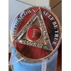 1 Year AA Medallion Lava Red Tri-Plate Sobriety Chip Serenity