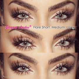 Elegant Lashes Individual Flare Medium Brown Eyelashes (Double Pack - 2 Trays)