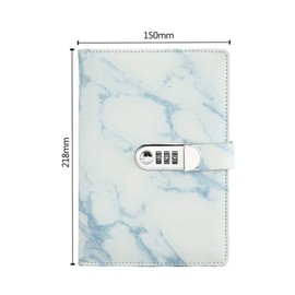 POWERTOOL Password Lock Journal Notebook, 1pc PU Password Notebook A5 Binding Fashion Daily Notebook Password Diary Sketchbook Planner Organizer with Pen Holder(Blue)