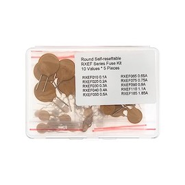 10 Valuse * 5 Pieces 72V Round Self-resettable RXEF Series Fuse Kit 0.1A 0.2A 0.3A 0.4A 0.5A 0.65A 0.75A 0.9A 1.1A 1.85A