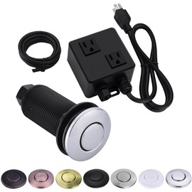BESTILL Garbage Disposal Air Switch Kit with Dual Outlet, 3.6" Long Sink Top On/Off Push Button for Food Waste Disposer, Brass Made Cover, Polished Chrome