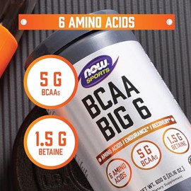 NOW Sports, BCAA Big 6, Watermelon Flavor, 600g                                                                                                       