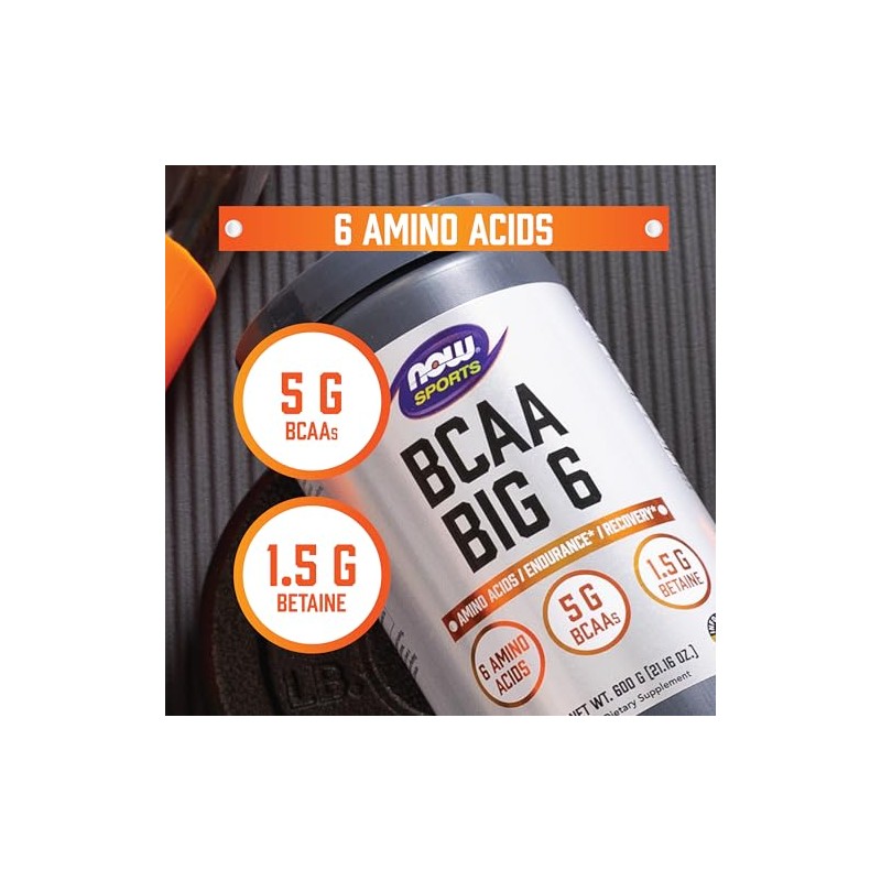 NOW Sports, BCAA Big 6, Watermelon Flavor, 600g