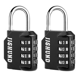 jjshund 2 Stck Vorh?ngeschloss Zahlenschloss, 4 Stellig Zinklegierung Schloss Mit Zahlencode, Metall Vorh?ngeschloss mit Zahlencode fr Spind Fitnessstudio Werkzeugkasten (Schwarz)