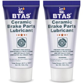 Btas Brake Anti Seize&Squeal Synthetic Ceramic Grease 1 oz 2 Pcs,Caliper Pad Pin P