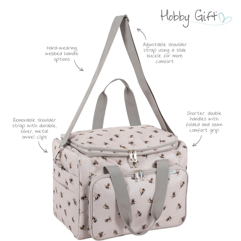 Hobby Gift Large Storage Bag – Bees, Detachable Handle &