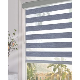 Persilux Blackout Zebra Blinds Dual Layer Roller Sheer Shades (45" W X 64" H, Dark Grey) Light Filtering for Day and Night Window Shades Blinds Light Control for Windows and Bedroom, Home and Office