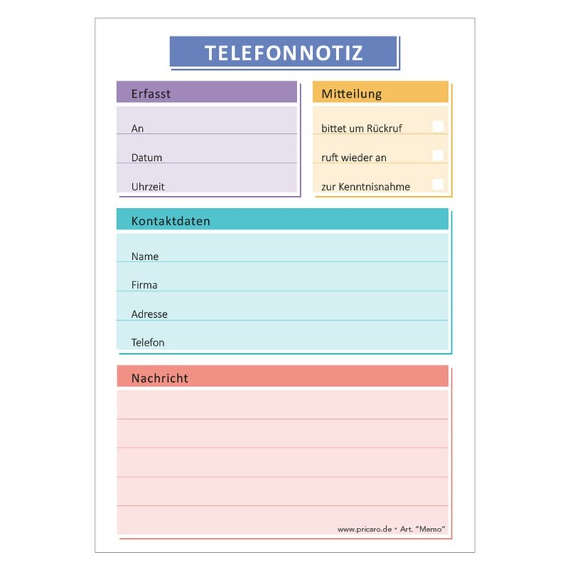 PRICARO 5 x A6 Telephone Notebook Memo