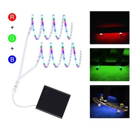 DANCRA RGB LED Strip Lights for Sports Equipment Decoration,Waterproof Battery Opertaed Scooter,Bike Skateboard Longboard Lights for Night Riding,Flexible Rope Lights with 3-Key Controller（2×2.62ft）