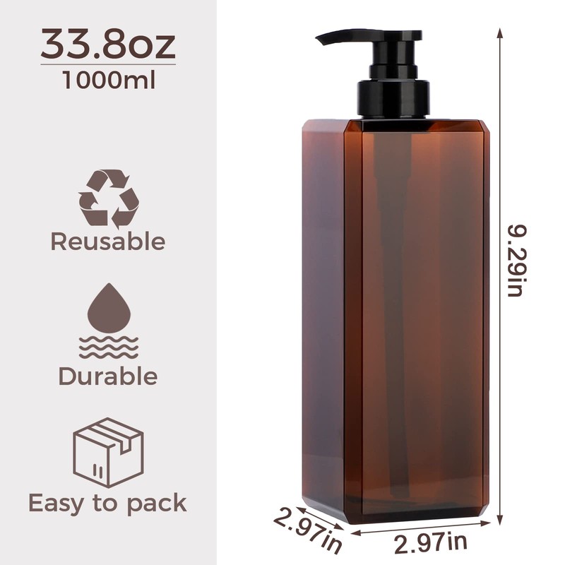 Suream Large Pump Bottles for Shampoo and Conditioner, 3Packs 33.8oz